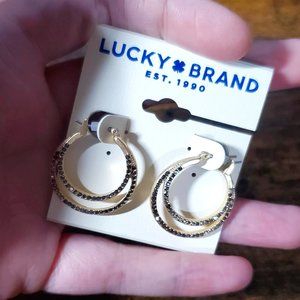 NEW! Lucky Brand Pave Double Layer Hoop Earring